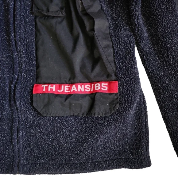 Vtg Y2K 2001 Tommy Hilfiger Fleece Full Zip Jacket Men's L Large Logo Flag TH